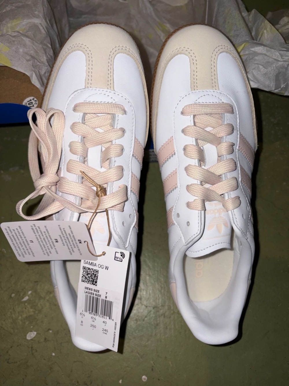adidas Women's Samba Sneakers in White & Blush - Picture 2 of 8